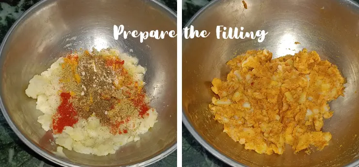 Prepare the Filling- Bread pakora recipe